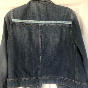 Upcycled Paige Jean Jacket- Medium, Boho style, 70s style, embellished sleeves